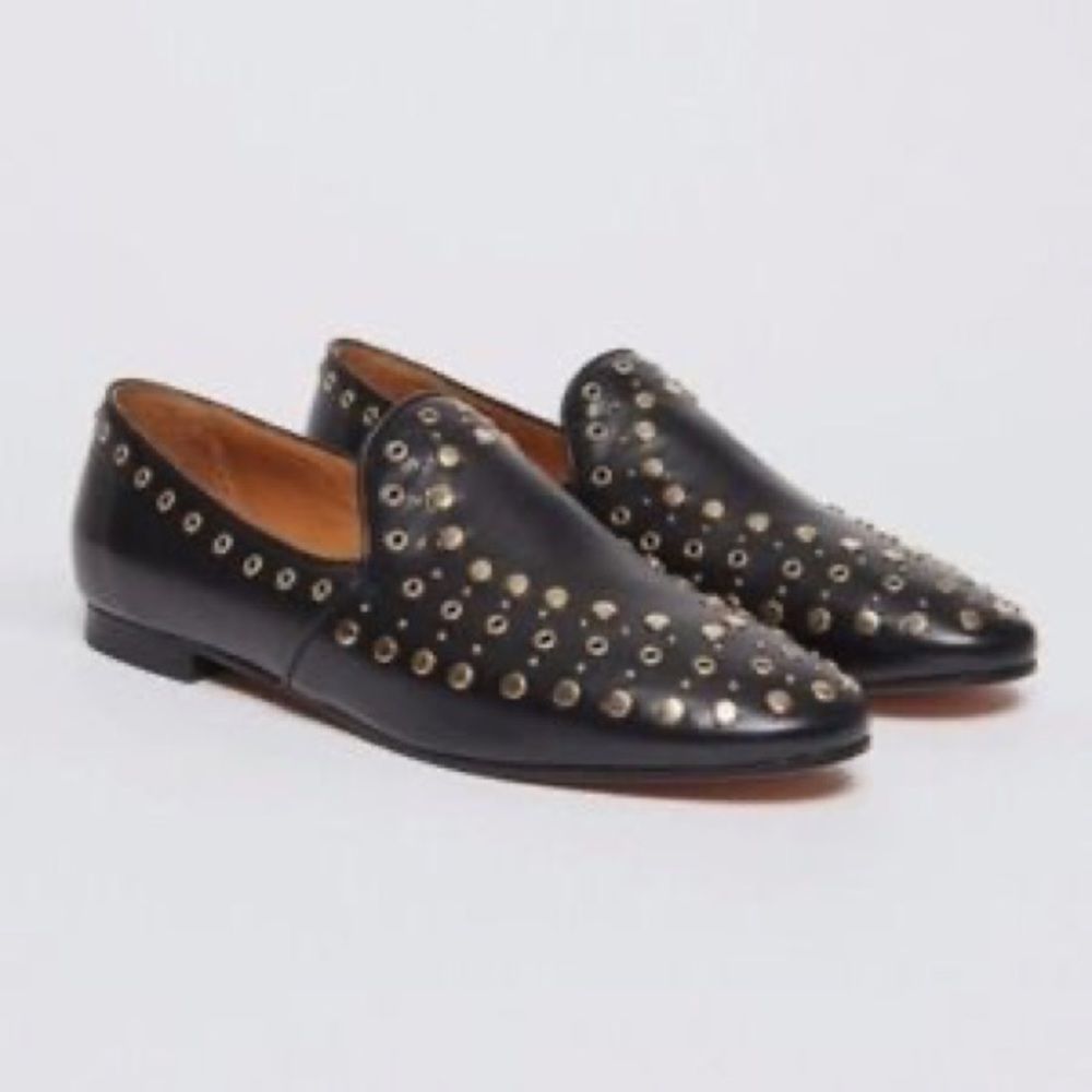 SANDRO | Leather Stud Accent Loafers